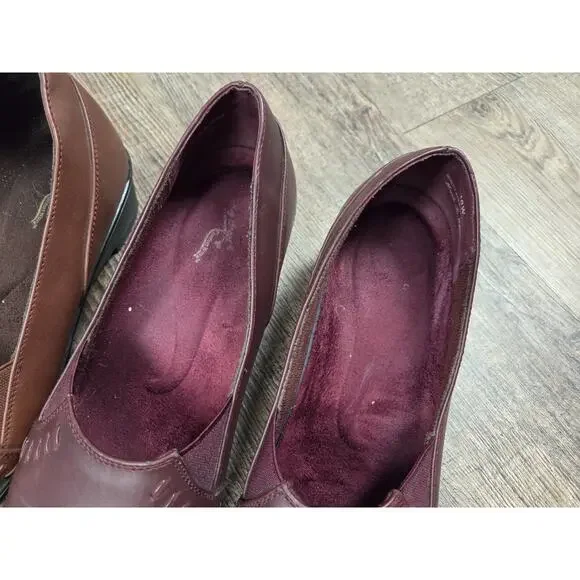 Easy Street Comfort Wear Wedge Heels Dark Red Brown Dress Shoes Size 10 - 2 Pair - Picture 3 of 10